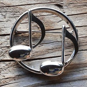 Beau Sterling Music Note Brooch